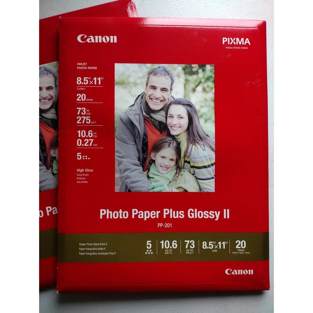 Canon‎ Photo Paper Plus Glossy II 8.5x11 PP-201 20 Sheets 2 Pack 40 Total NEW
